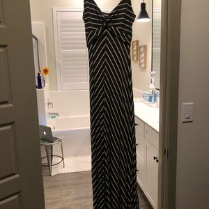 Olive green striped maxi dress